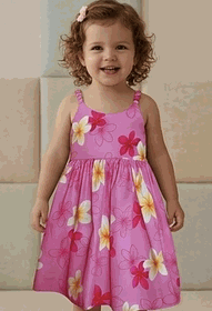 Toddler's Hawaiian Dresses White Plumeria in Pink Toddler's Hawaiian Dresses White Plumeria in Pink