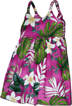 Toddler Tropical Monstera Hawaiian Dresses Pink