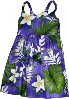 Toddler Tropical Monstera Hawaiian Dresses Purple