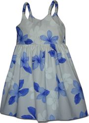 Toddlers Hawaiian Dresses Blue Plumerias