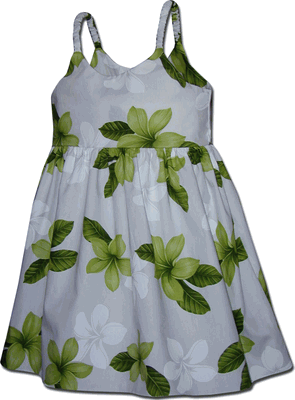 Toddlers Hawaiian Dresses Lime Plumerias