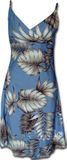 Tropical Aloha Rayon Spaghetti Blue Hawaiian Dresses