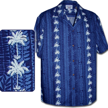Tropical Boy's Hawaiian Shirt Navy Coconut Tree Panels