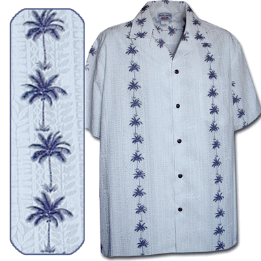 Tropical Boy's Hawaiian Shirt White Coconut Tree Panels