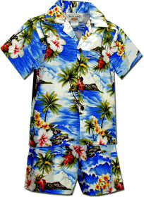 Tropical Boys Clothes Blue Waikiki Beach