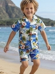 Tropical Boys Clothes Blue Waikiki Beach