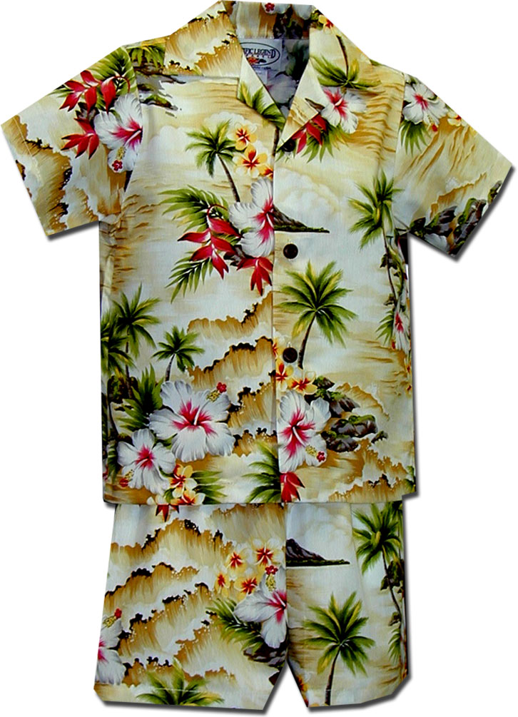 Tropical Boys Clothes Waikiki Beach Maize