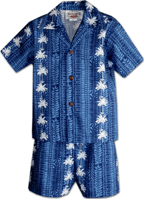 Tropical Boys Outfit Navy Coconut Tree Panels