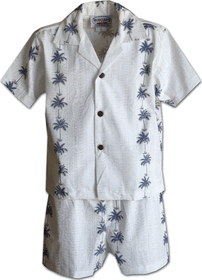 Tropical Boys Outfit White Coconut Tree Panels