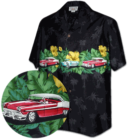 Tropical Classic Cars Men's Cotton Shirt Black