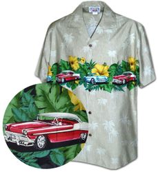 Tropical Classic Cars Men's Cotton Shirt Khaki