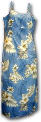 Tropical Clothing Blue Luau Long Spaghetti Dress