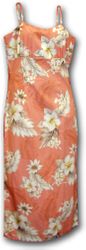 Tropical Clothing Peach Luau Long Spaghetti Dress