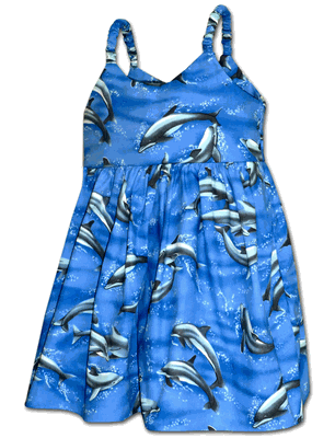 Tropical Dolphins Toddler Girl Cute Dress 3930Blue