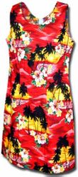 Tropical Dress (Red) Waikiki Sunset 