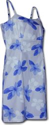 Tropical Dresses Blue Plumerias Spaghetti