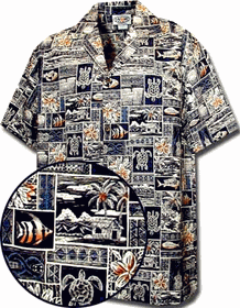 Tropical Fish Boys Navy Hawaiian Shirts Tropical Fish Boys Navy Hawaiian Shirts