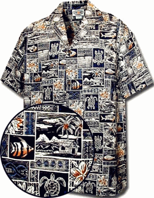  Tropical Fish  Boys Navy Hawaiian Shirts