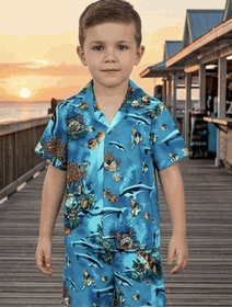 Tropical Fish Toddler Boy Sets 3928Aqua