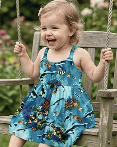Tropical Fish Toddler Girl Cute Dress 3928Aqua
