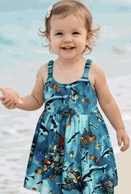 Tropical Fish Toddler Girl Cute Dress 3928Aqua Tropical Fish Toddler Girl Cute Dress 3928Aqua