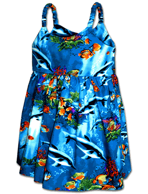 Tropical Fish Toddler Girl Cute Dress 3928Blue
