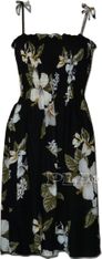 Tropical Fusion Black Rayon Smocked Hawaiian Dress Tropical Fusion Black Rayon Smocked Hawaiian Dress