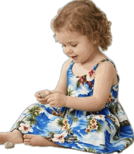 Tropical Girls Dress Waikiki Beach Cute Blue