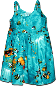 Tropical Girls Outfit Aloha Fish Turquoise Cute Dress Tropical Girls Outfit Aloha Fish Turquoise Cute Dress