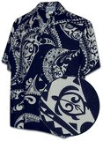 Tropical Hawaiian Tatoo Navy Camp Shirts