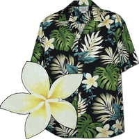 Tropical Monstera Hawaiian Shirt in Black