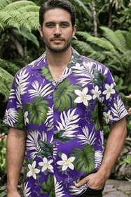 Tropical Monstera Hawaiian Shirt in Purple Tropical Monstera Hawaiian Shirt in Purple
