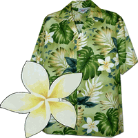 Tropical Monstera Hawaiian Shirt in Sage