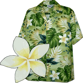 Tropical Monstera Hawaiian Shirt in Sage