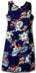 Tropical Parrot Hawaiian Navy Dress Clothing