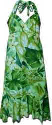 Tropical Plants Sage Halter Ladies Hawaiian Dress (S) Tropical Plants Sage Halter Ladies Hawaiian Dress (S)