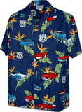 Tropical Route 66 Men's Classic Car Shirt 3890Navy