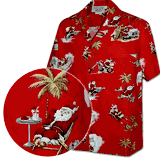 Tropical Santa Men's Christmas Hawaiian Shirt Red 3922