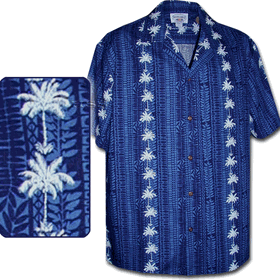 Tropical Shirts Navy Coconut Tree Panels Tropical Shirts Navy Coconut Tree Panels