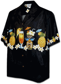 Tropical Shirts Tiki Drinks Black