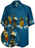 Tropical Shirts Tiki Drinks Blue