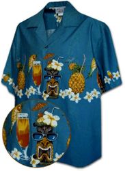 Tropical Shirts Tiki Drinks Blue