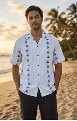 Tropical Shirts White Coconut Tree Panels