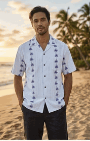 Tropical Shirts White Coconut Tree Panels