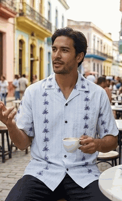 Tropical Shirts White Coconut Tree Panels
