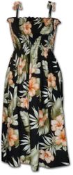 Tropical Smocked Dress Spring Hibiscus Black