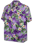 Tropical Tiare Flower Men's Hawaiian Shirts 3978Purple