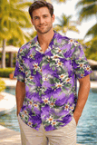 Tropical Tiare Flower Men's Hawaiian Shirts 3978Purple Tropical Tiare Flower Men's Hawaiian Shirts 3978Purple