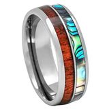 Tungsten Carbide Koa Wood Abalone 8mm Ring Tungsten Carbide Koa Wood Abalone 8mm Ring