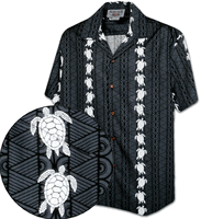 Turtle Panels Pacific Legend Aloha Shirts Gray